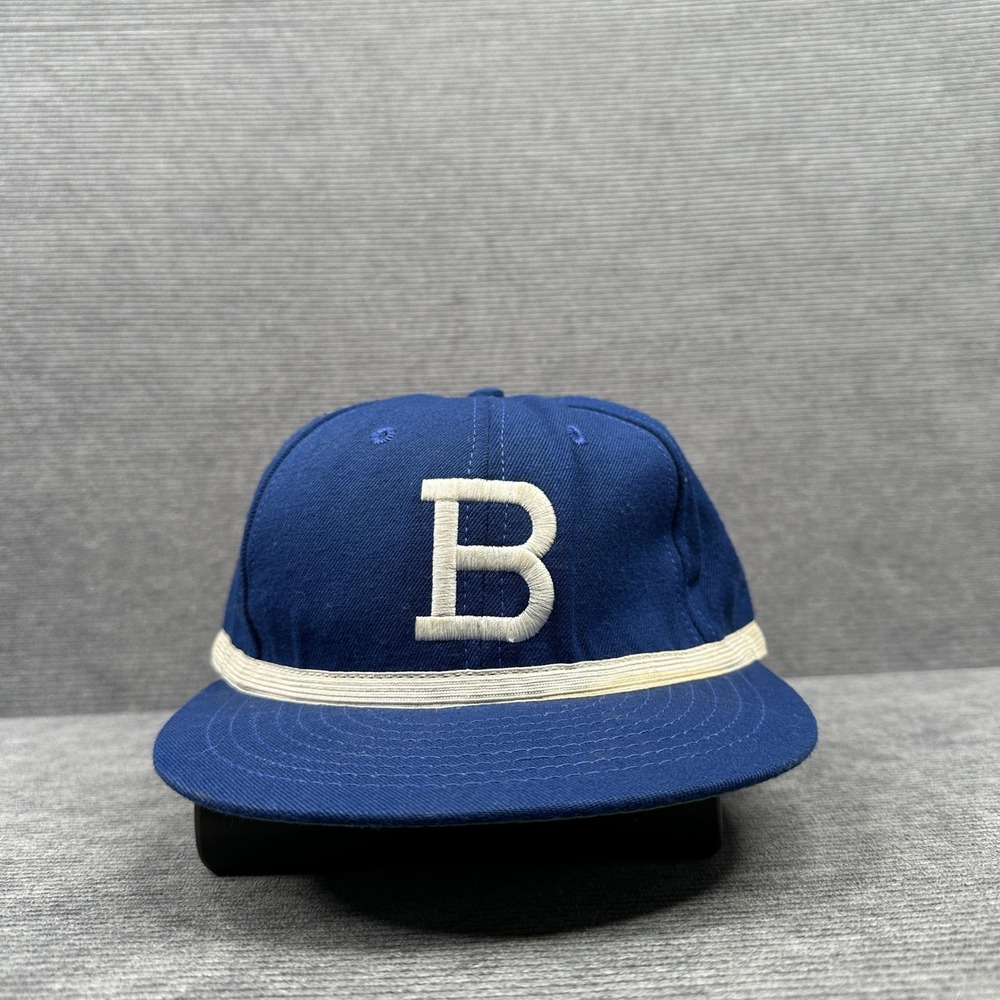 Vintage‎ Brooklyn Dodgers Hat Roman Pro Needle MLB Blue B Logo Made in USA 7 1/8